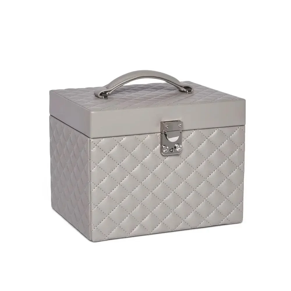 BROUK & CO Leo Jewelry Box Organizer Vegan Leather Quilted Gray 3-Layer $220 NEW